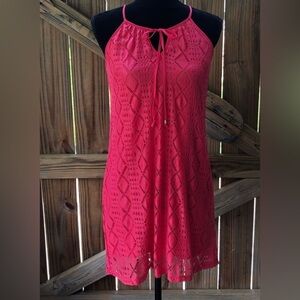 NWT Lily Roe Sleeveless Coral Lace Overlay Mini Dress Size XS